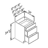 SE-DB12-3: 3 Drawers Base 12"